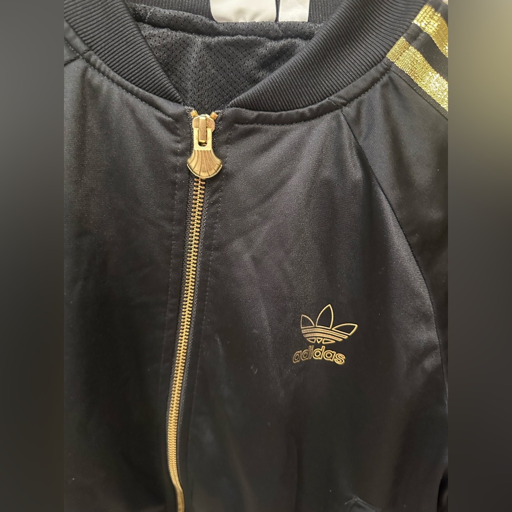 Adidas Women's Black Jacket with Gold Stripes Limited Edition 50th Anniversary - Picture 3 of 5